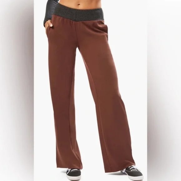 WeWoreWhat Pants - WeWoreWhat Low Rise Suiting Twill V Pant Ribbed Cacao Large NWT